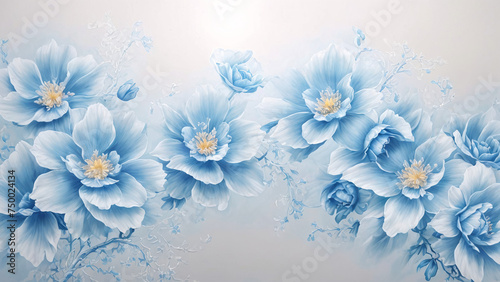 Blue flowers on white background