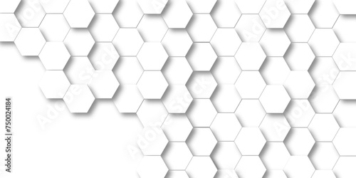 Fototapeta Naklejka Na Ścianę i Meble -  Abstract 3d creative with hexagons backdrop background. modern background with hexagons. Hexagonal white hexagons honeycomb wallpaper with copy space for text.