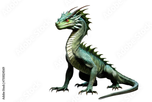 a high quality stock photograph of a single basilisk fantasy character full body isolated on a white background photo