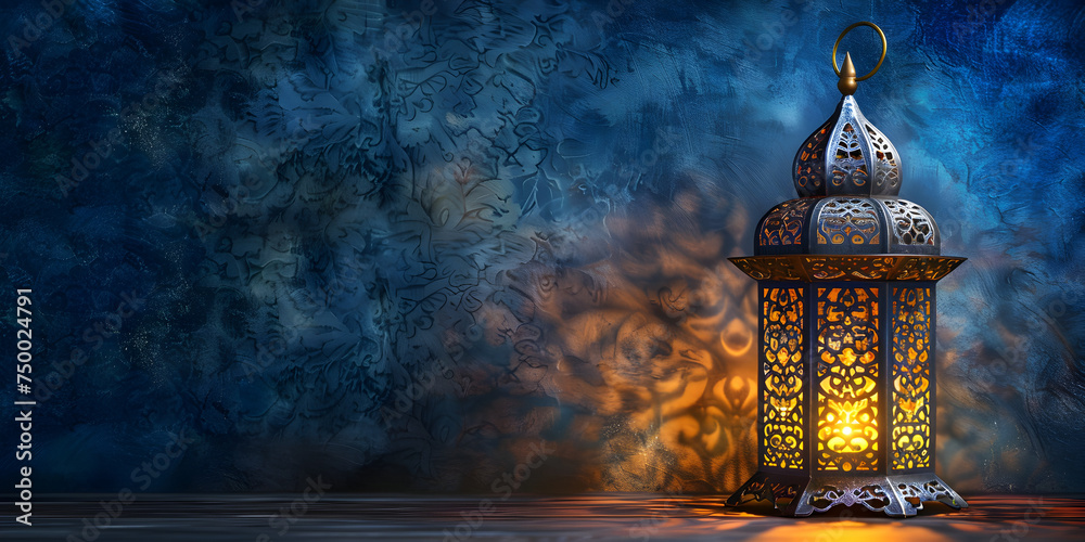 Lantern with bokeh background,Ramadan background ,traditional lantern generative AI 