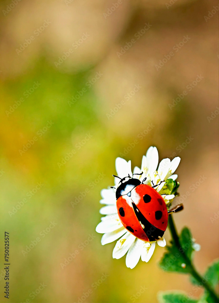Naklejka premium ladybug on the grass close-up. Selective focus.