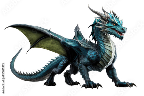 a high quality stock photograph of a single dragon fantasy character full body isolated on a white background © ramses