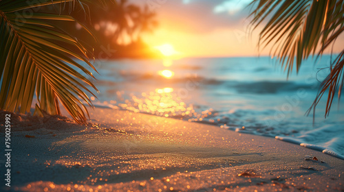 Beautiful sunset in the tropics on the beach
