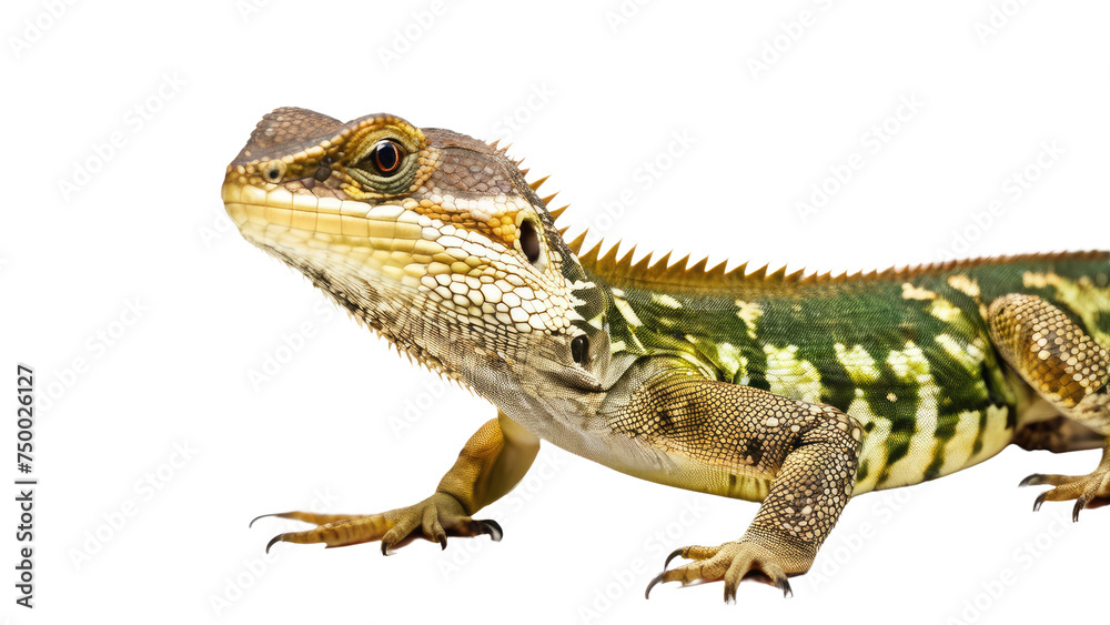Obraz premium a high quality stock photograph of a single happy satisfied box lizard reptile full body isolated on a white background