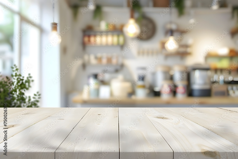 Minimalist Wooden Table in a Coffee Shop Minimalist Wooden Table in a Coffee Shop