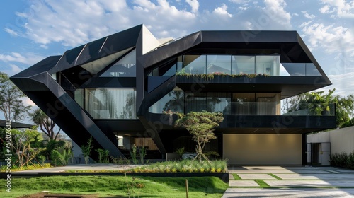 Gravity-Defying Elegance Stunning Modern Inverted House Design, Standing Out in an Urban Village with Striking Aesthetic Appeal