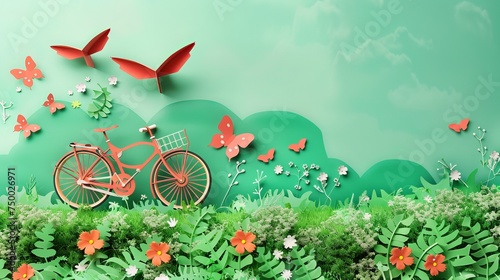 World Bicycle Day celebration. banner, poster, background. World Bicycle Day Concept. World Bicycle Day Poster. Healthy lifestyle concept. World Bicycle Day background. Copy space. Ridding bike