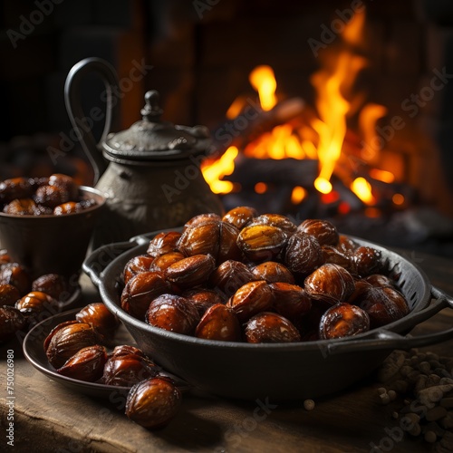 Roast chestnuts by an open fire.