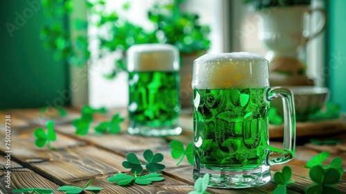 A glass of green beer st patrick's day concept