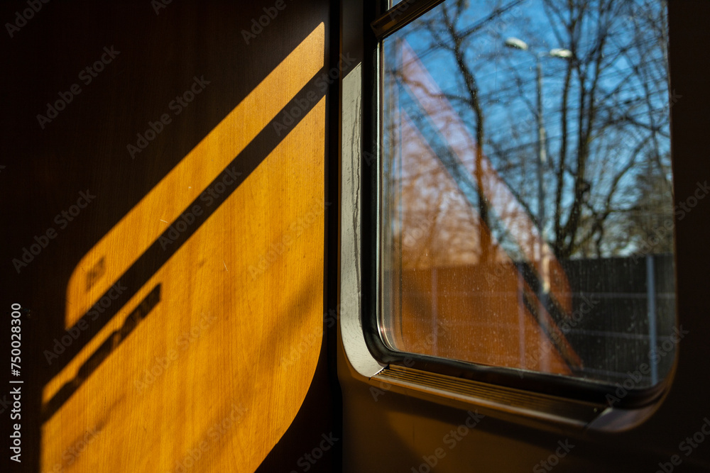 moody view inside train wagon