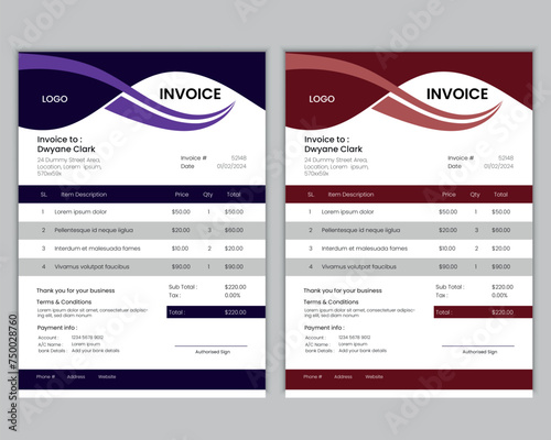 Flat design driving invoice template