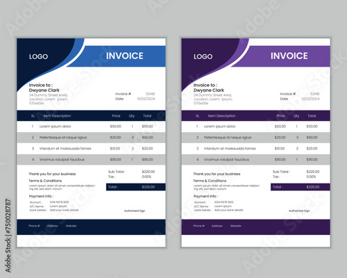 Business invoice template vector design