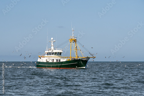 Dutch shrimper fishing in German Bight near the North Frisian islands, North Sea, Germany photo
