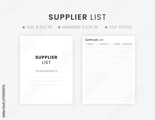 Supplier List Template | Supplier Database Template | Vendor Contact List Template