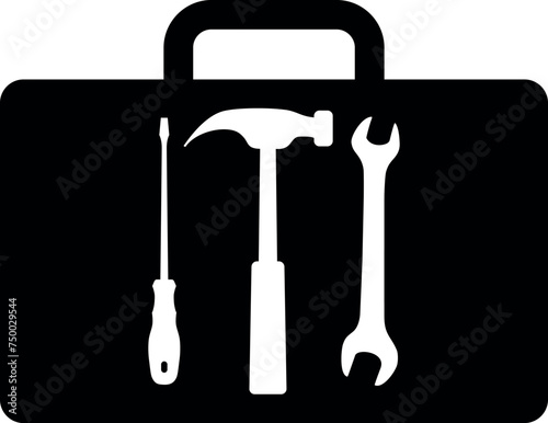 Silhouette of Repair Kit Icon in Flat Style. Vector Illustration.