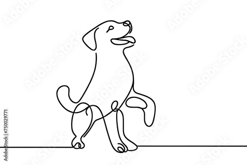 A vector image of a dog giving a paw, drawn with one line.