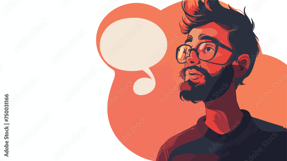 man avatar character with speech bubble