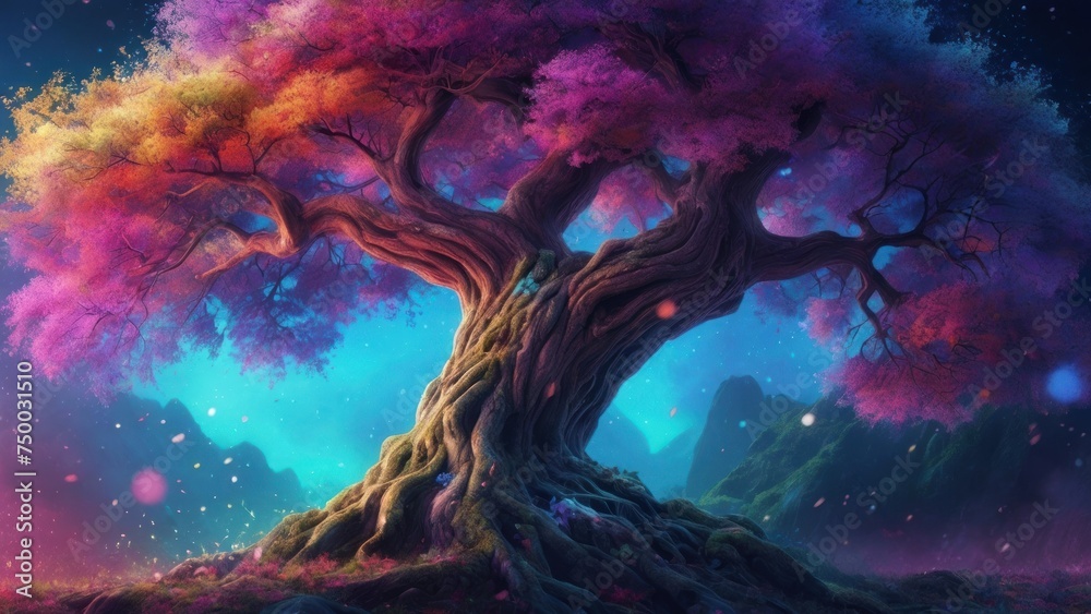 Background Fantasy Tree Colorful Illustration