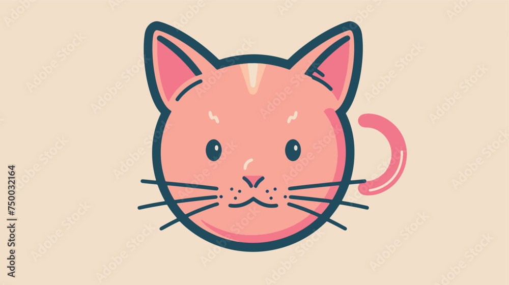minimal vector icon of pink cat head