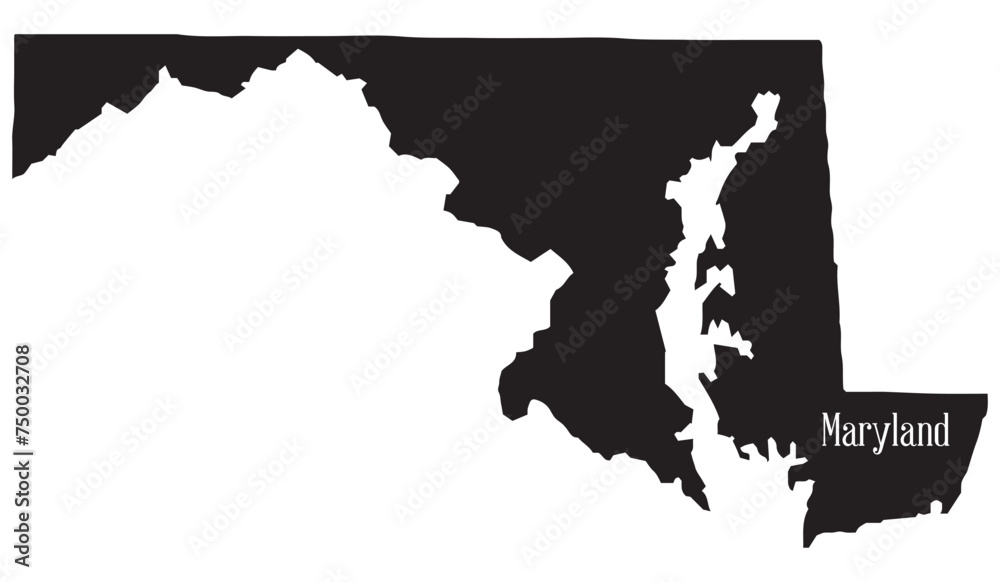Maryland State Map Silhouette