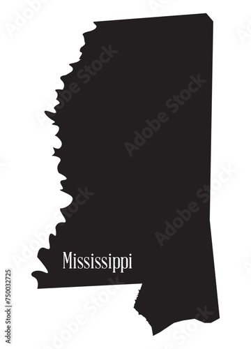 Mississippi State Silhouette Map