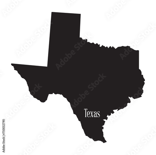 Texas State Silhouette Outline Map