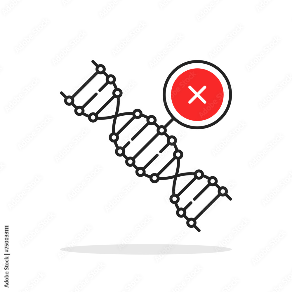 error dna research or problem with genome icon