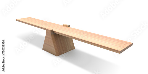 Seesaw illustration isolated on transparent background. balancing on seesaw 3d render. 3d illustration	 photo