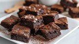 A plate of brownies with salt on top