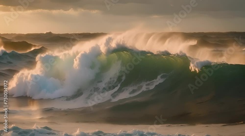 mega onda del mare all'alba photo
