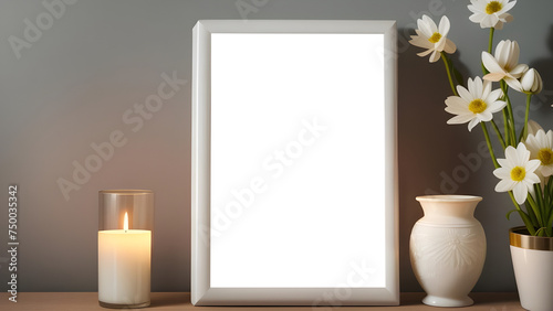 photo frames for pictures with a candle and flower on a table