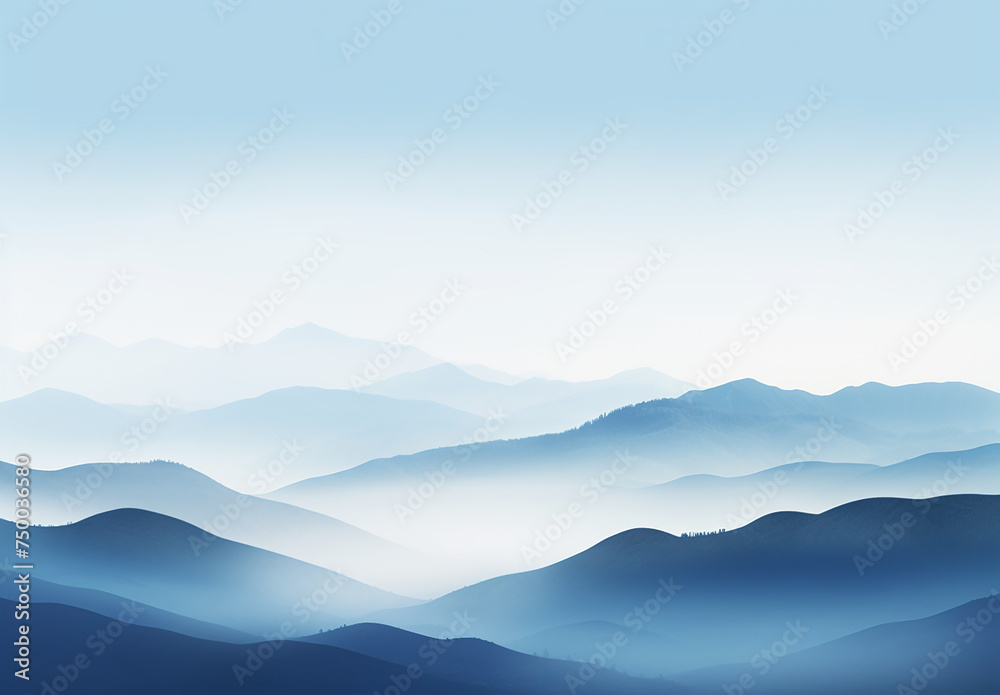  Blue Silhouettes Of Misty Mountains And Hills