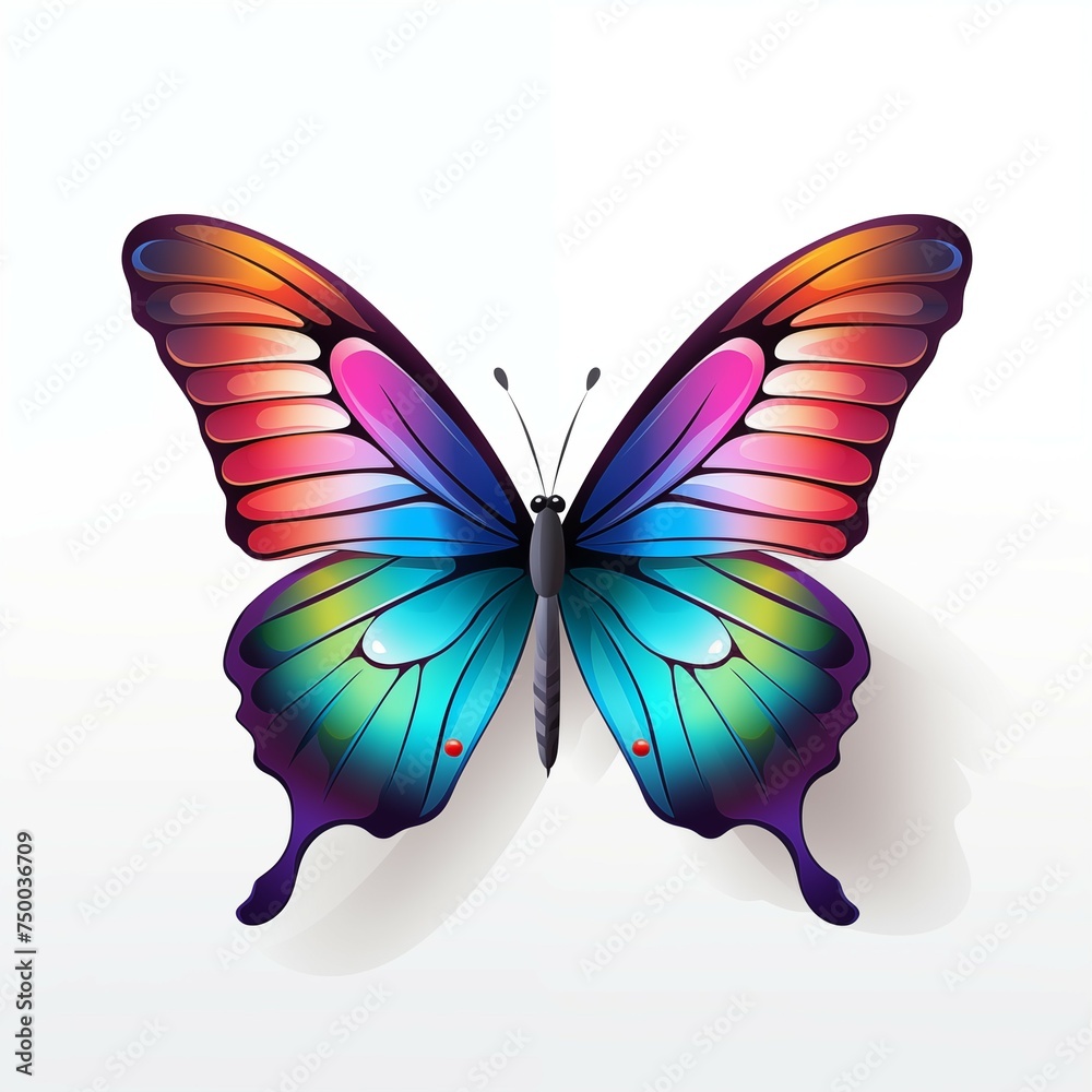colorful butterflies on white background Created with Generative AI technology. colorful butterflies on white background Created with Generative AI technology.