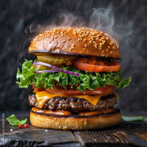 delicious fast food burger social media post background for restaurant 