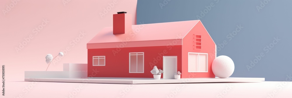 Red House on White Table Red House on White Table