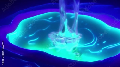 neon water drop fall in water generated by AI technology