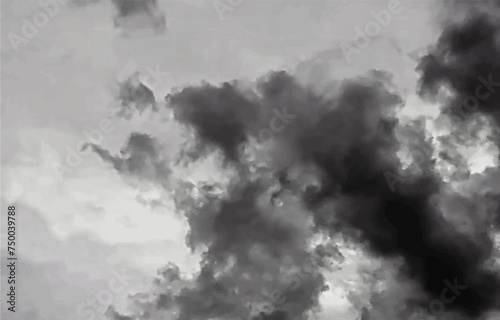 black and white clouds texture. Gray smoke cloud vector mist or fog background. smoke watercolor brush effect and dirty dust cloud texture.