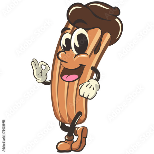 churro cartoon vector isolated clip art illustration mascot giving an okay sign, work of handmade