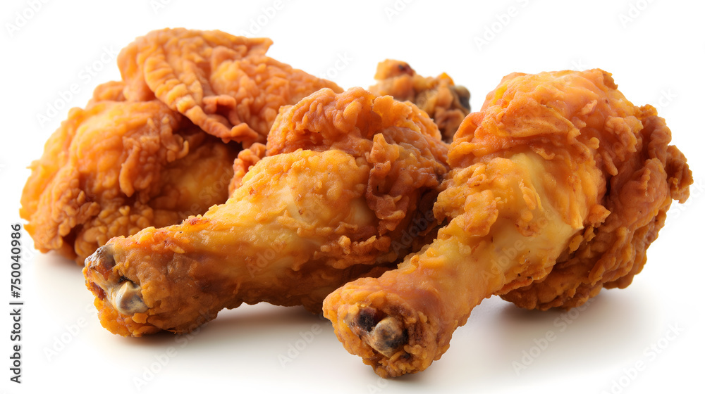 Crispy Fried Chicken Drumsticks on a White Background