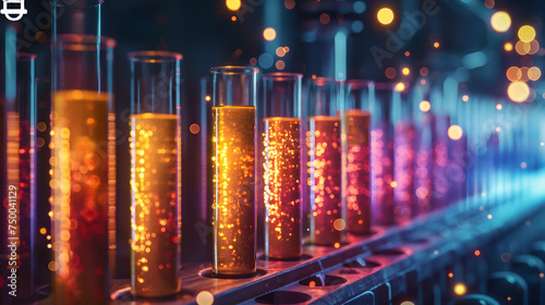 Glowing Test Tubes in a Modern Laboratory Setting