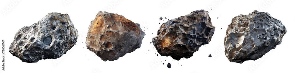 Set of asteroids cut out - obrazy, fototapety, plakaty 