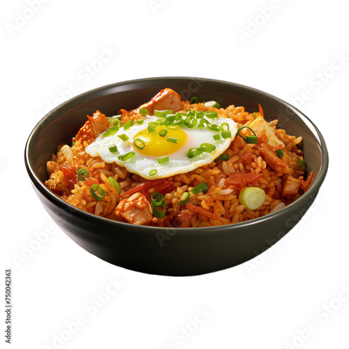 A kimchi fried rice isolated on transparent background, png