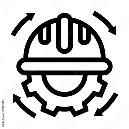 Icono de ingeniería. Casco de seguridad, proyecto de diseño y construcción. Ilustración vectorial