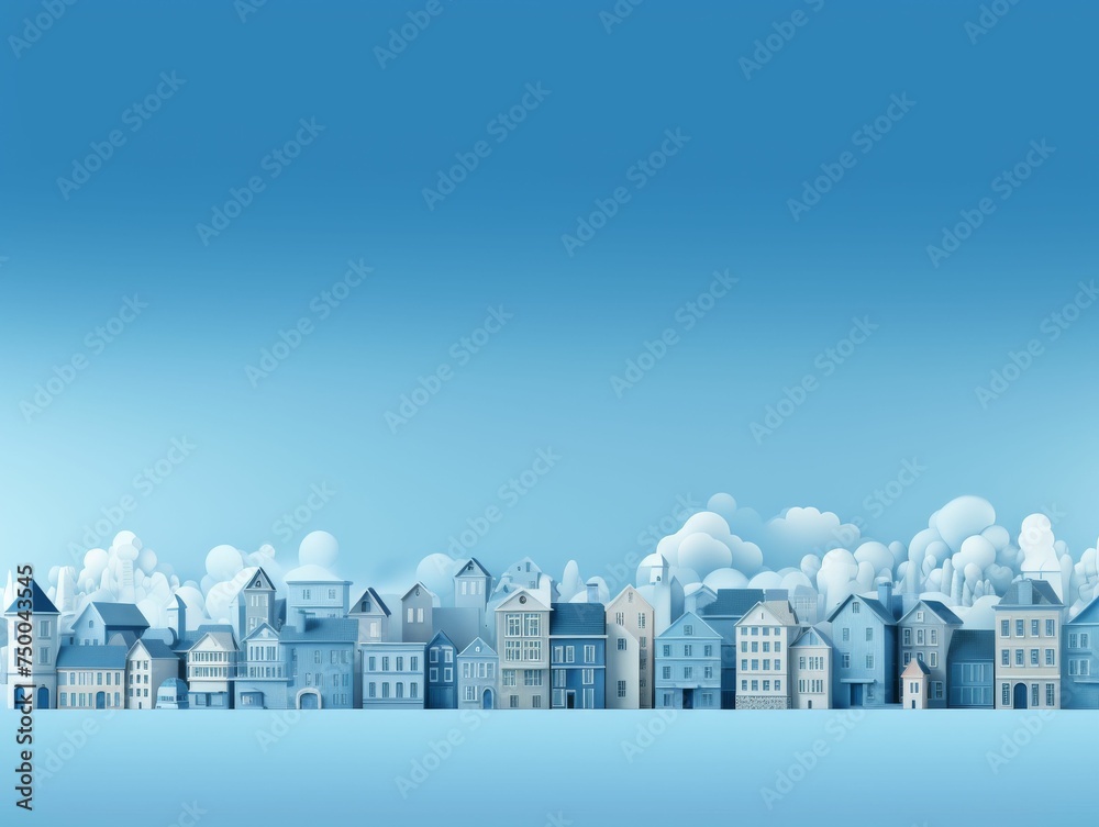 Obraz premium Urban Cityscape Painting With Clouds