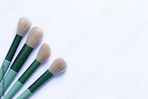 Makeup brush bristles isolated on white background,Set brush for cosmetics is isolated on a white background. Concept of care of skin
