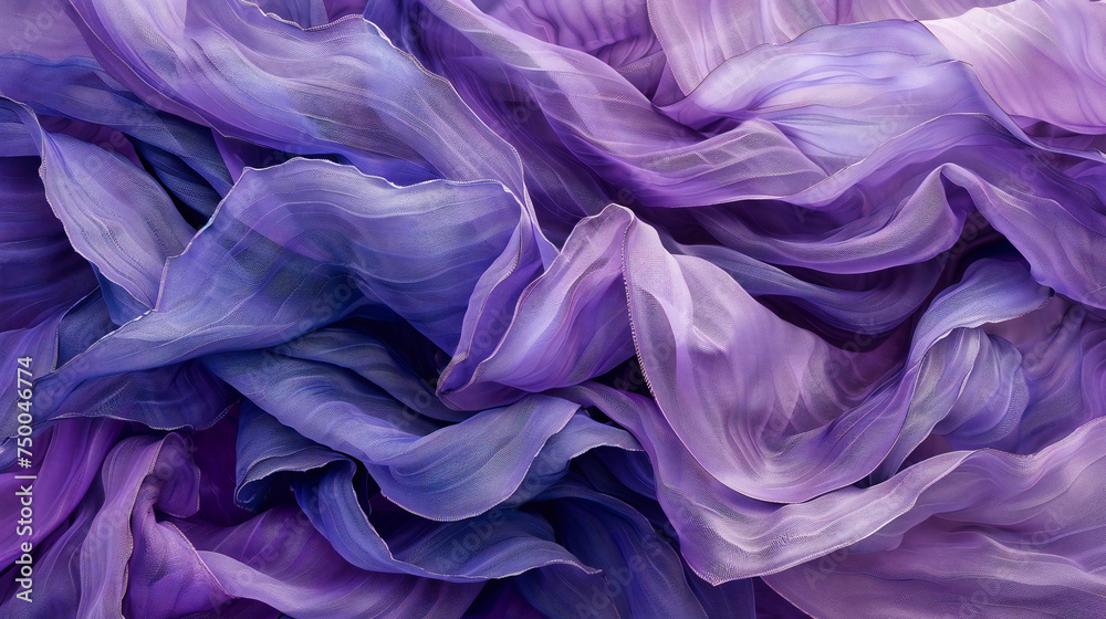 Textured fabric background, highlighting the elegance of soft drapery in materials like silk and satin with waves and folds in shades of purple and pink Textured fabric background, highlighting the elegance of soft drapery in materials like silk and satin with waves and folds in shades of purple and pink