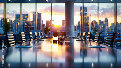 Contemporary Office Space, Bright and Spacious Meeting Room, Modern Design and Cityscape View