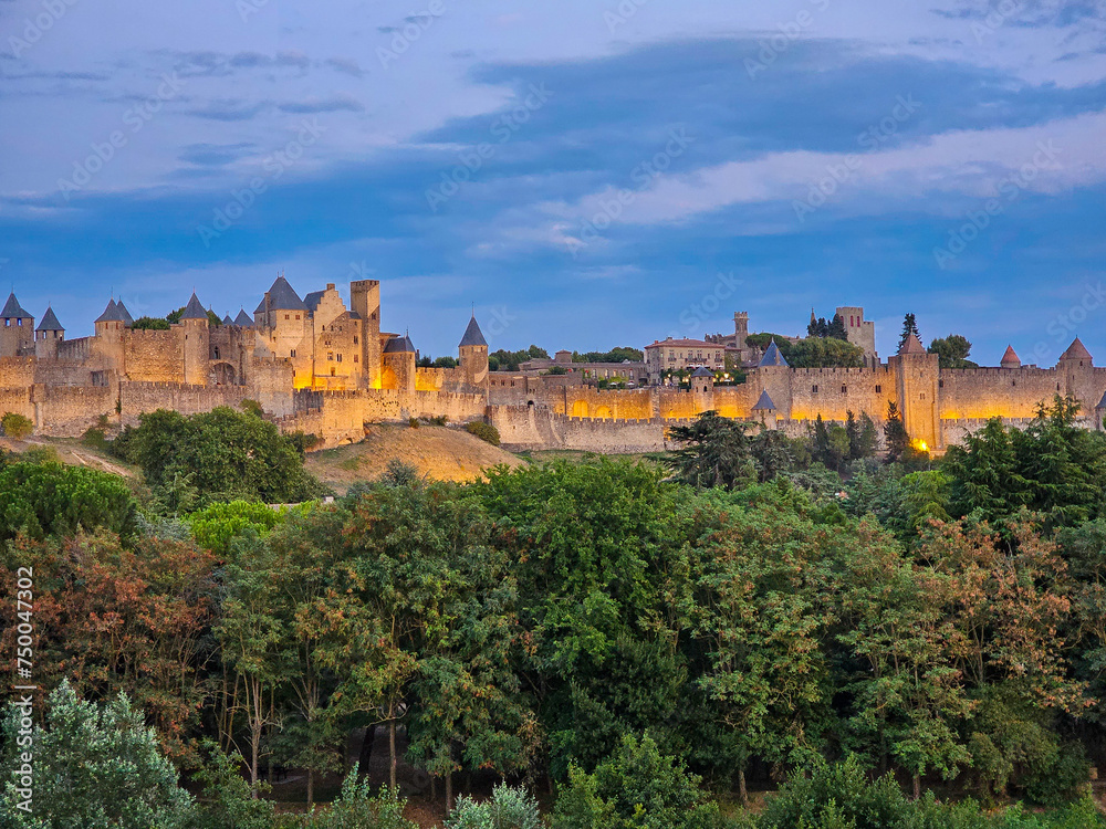 General view of the medieval citadel of Carcassonne, city in the south of France, a UNESCO World Heritage Site
