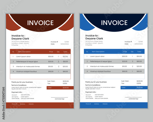Flat design driving invoice template