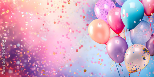 Colorful Balloons   Confetti Party Background